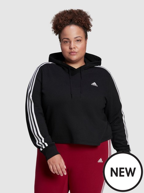 adidas-3-stripe-crop-hoodie-plus-size