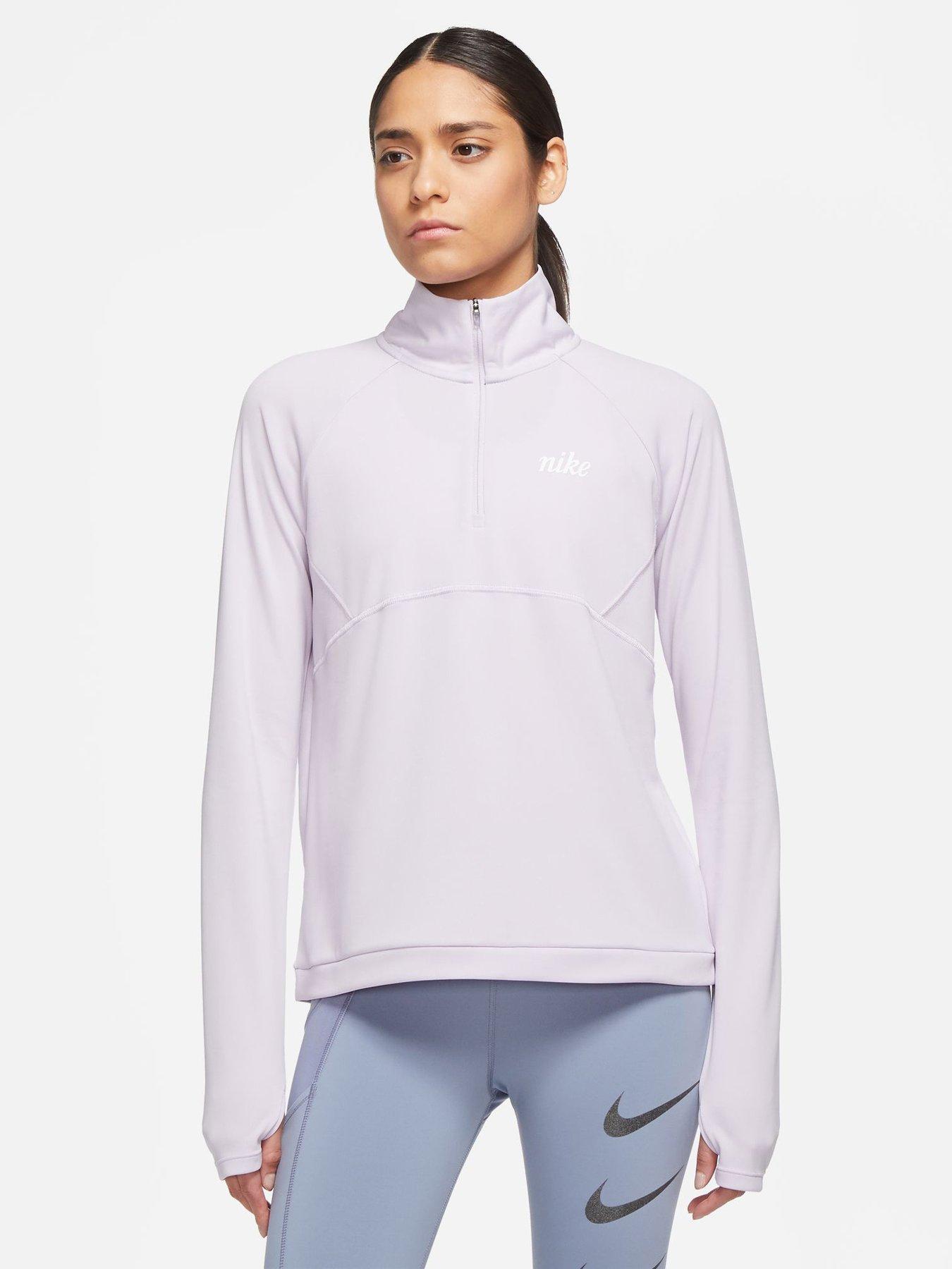 nike running element half zip top in pink marl