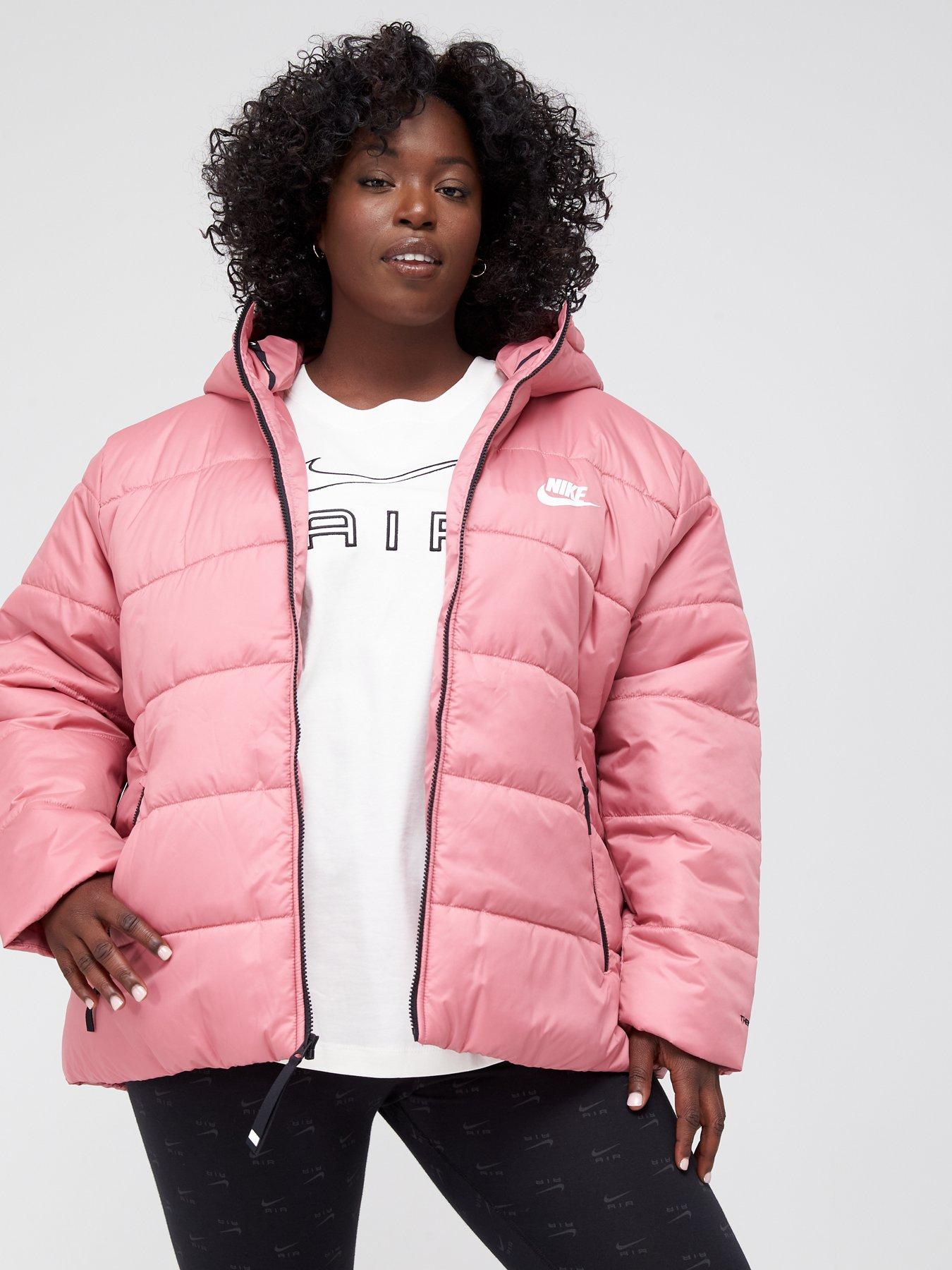 nike padded jacket with back swoosh in soft pink