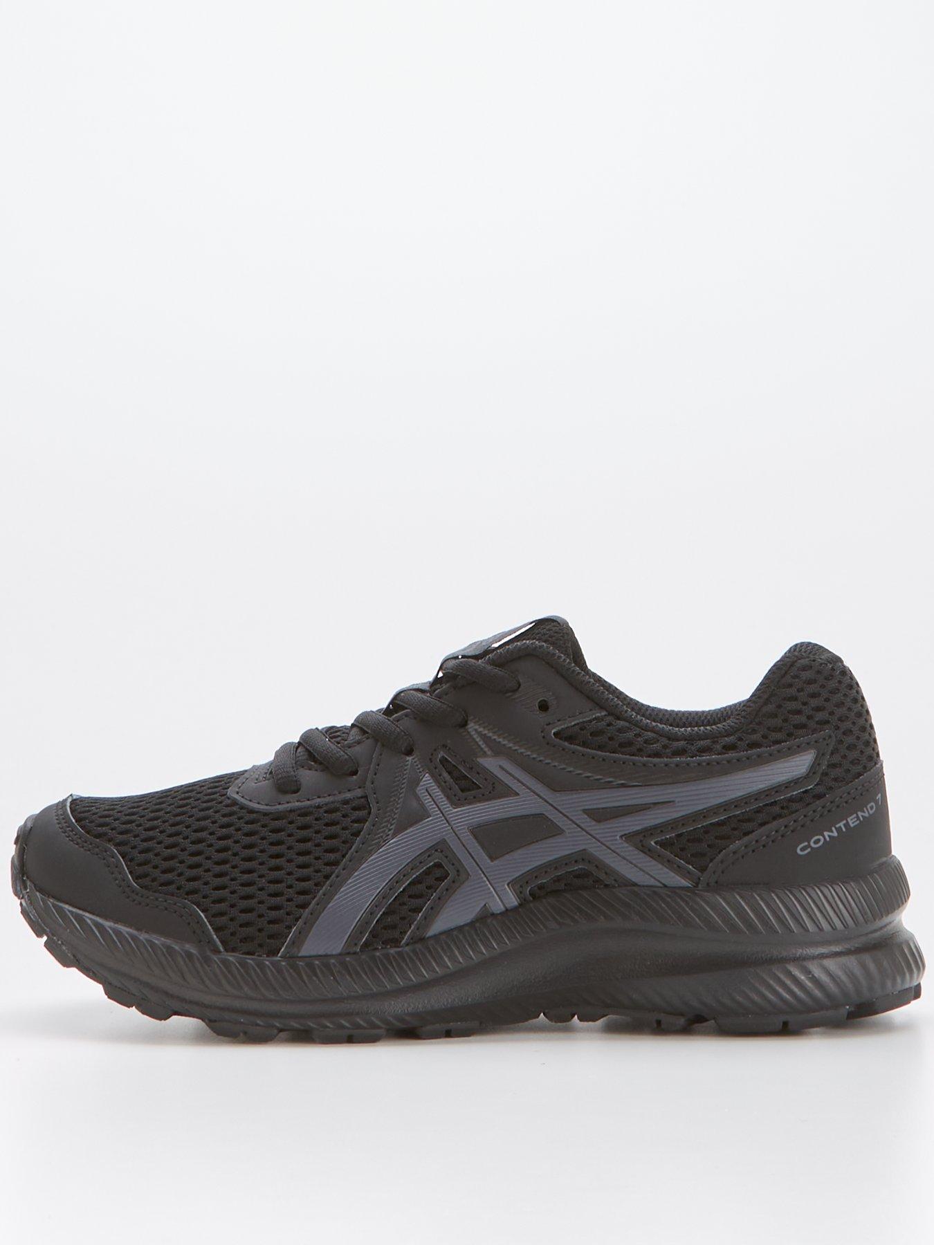 black asics junior trainers