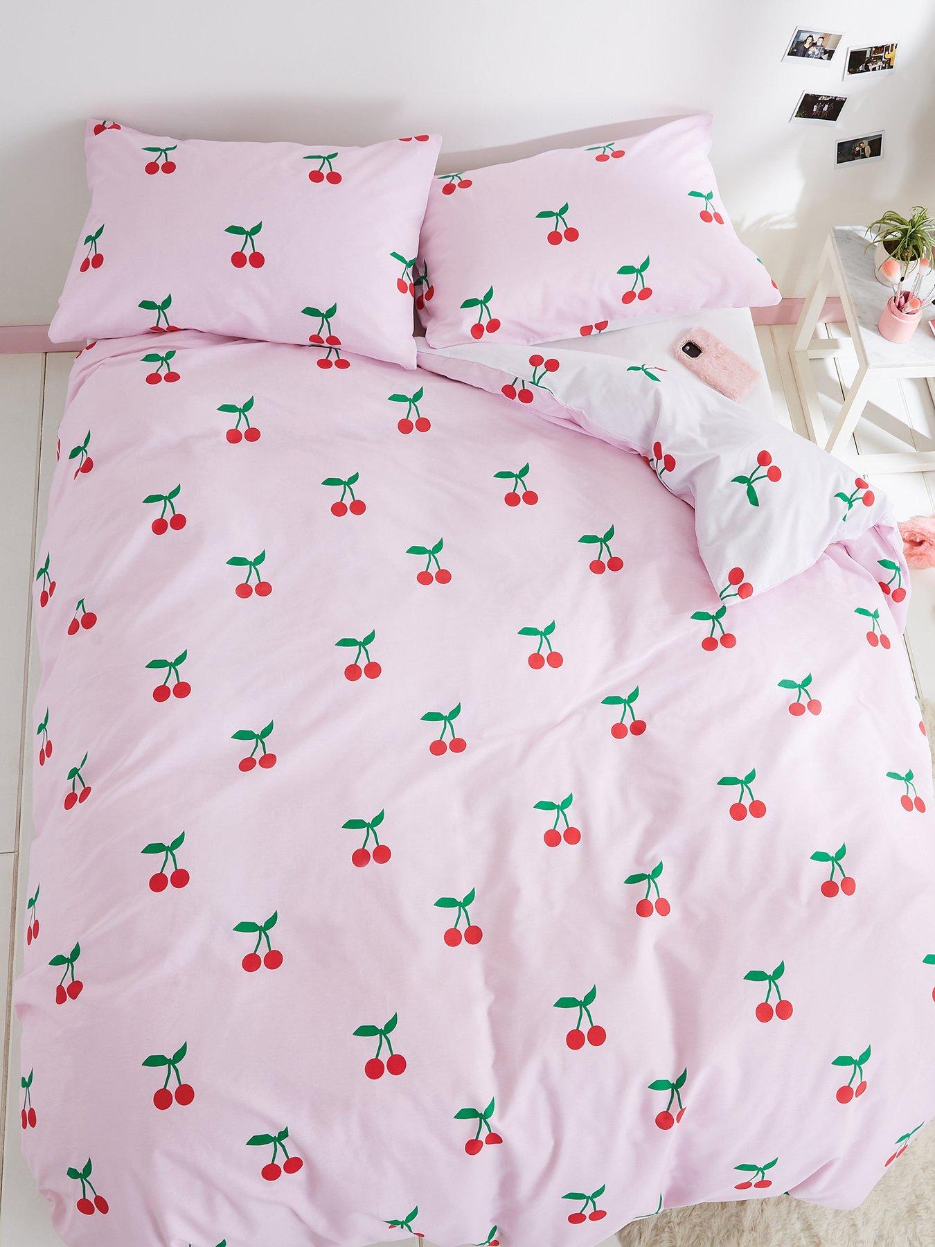 Cherry Dreaming Double Duvet Set Pink By Sassy B