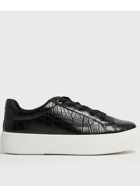 new-look-black-faux-croc-chunky-trainers