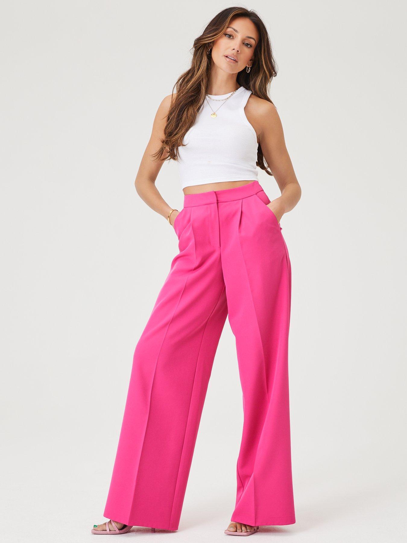 Ex Wall*s 8-18 Lilac Pink Palazzo Wide Leg Tie Waist Trousers Smart Work Formal 