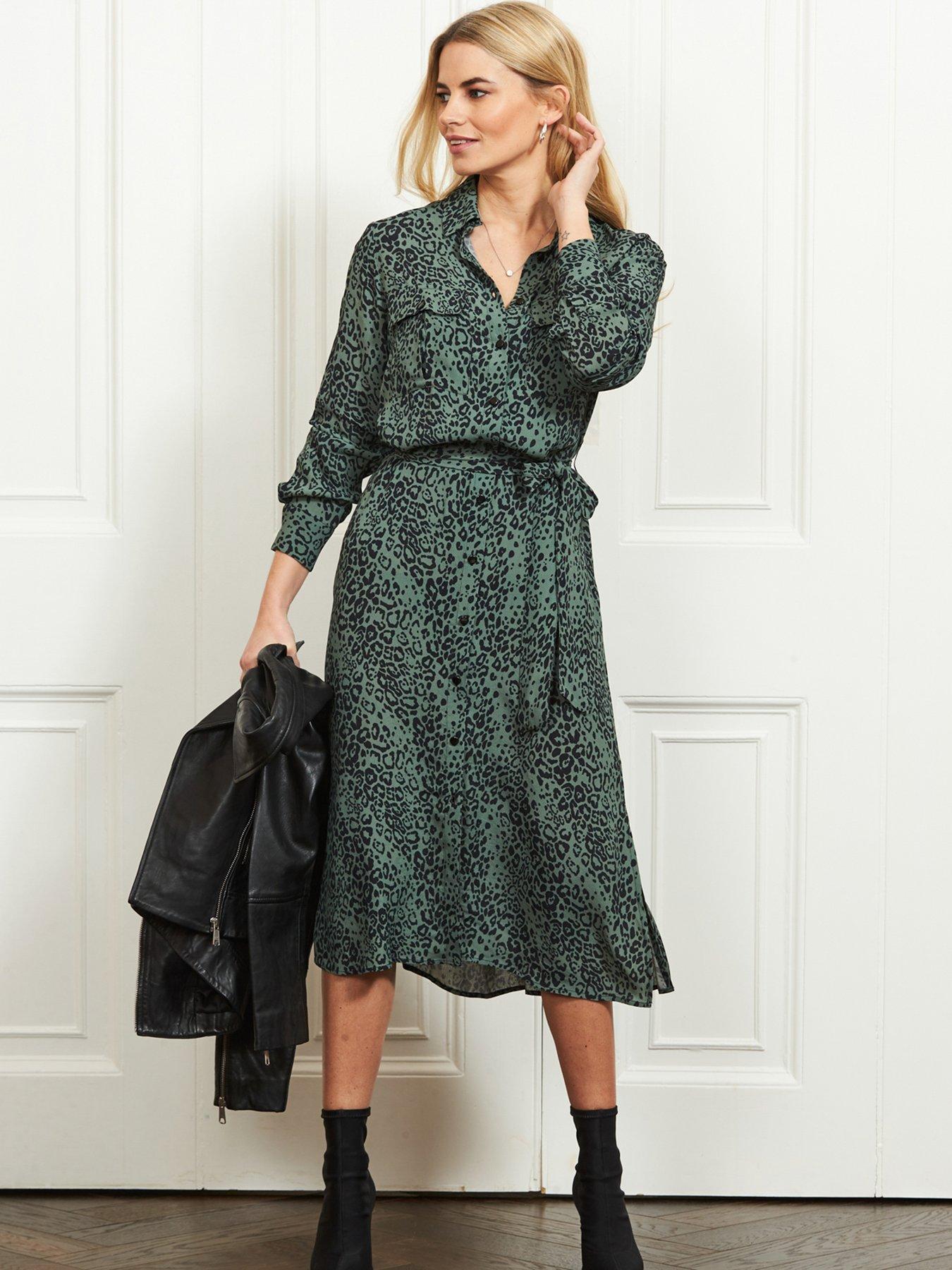 sosandar leopard print shirt dress