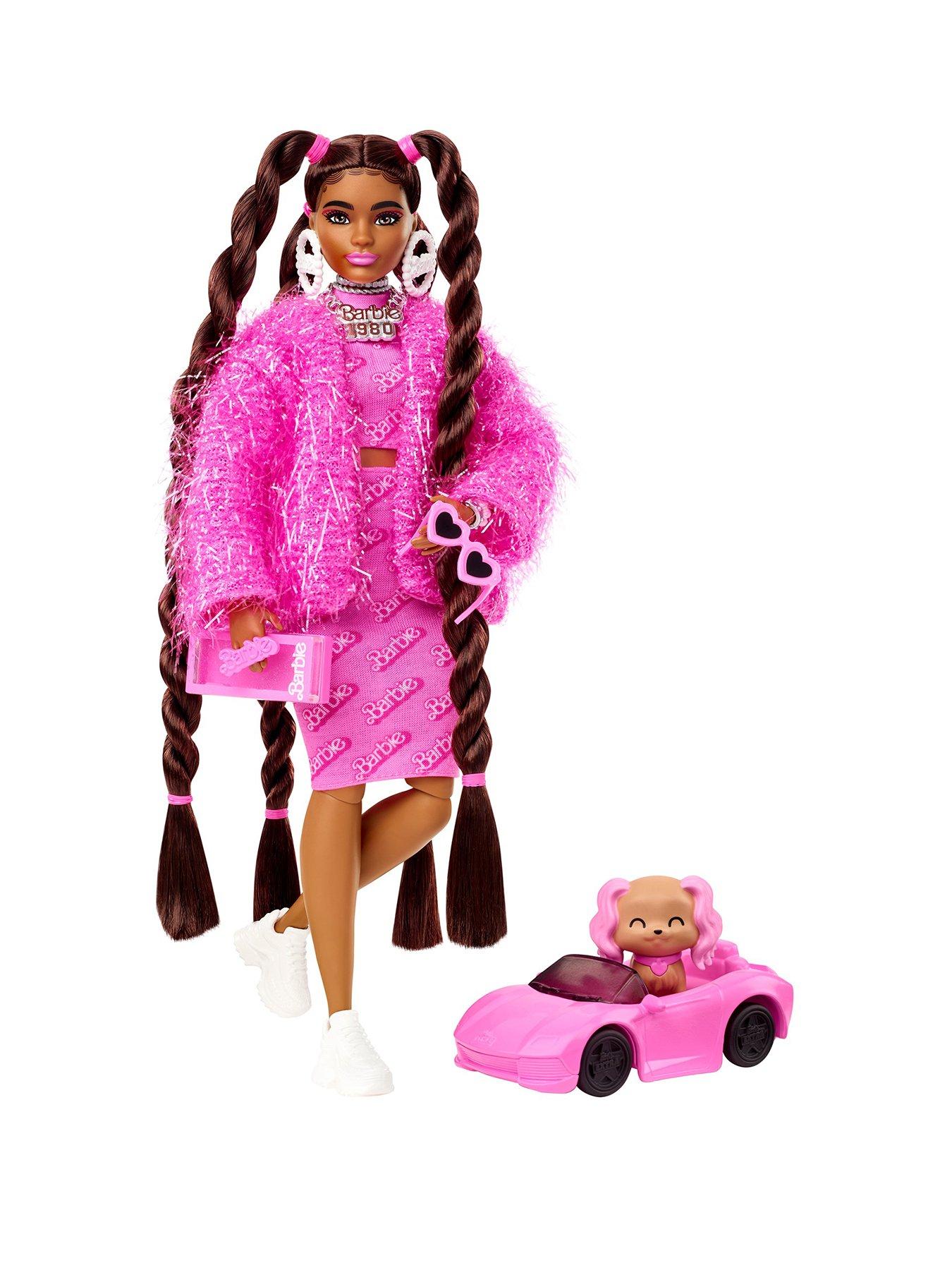 Toy Pink Barbie Details about   Mattel Fashionistas Doll Denim Dress Pink Hair New Toy 
