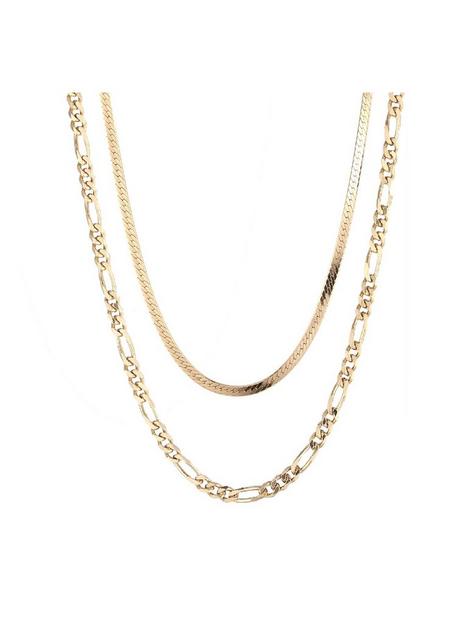 seol-gold-set-of-two-18ct-gold-plated-sterling-silver-herringbone-figaro-necklaces
