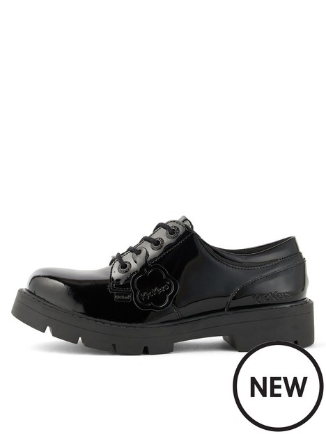 kickers-kori-derby-patent-leather-lace-up-flat-shoes-black