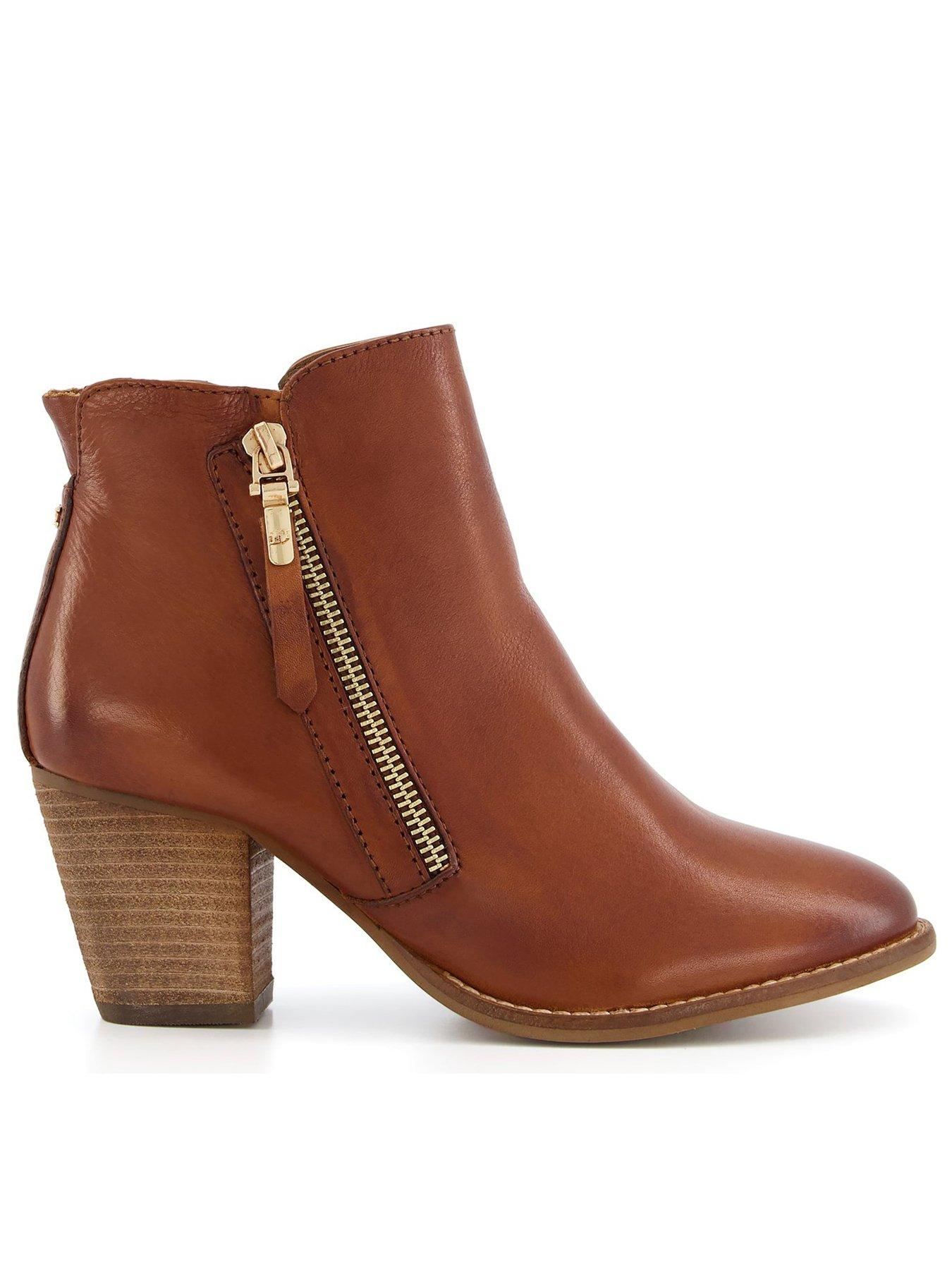 dune brown leather ankle boots