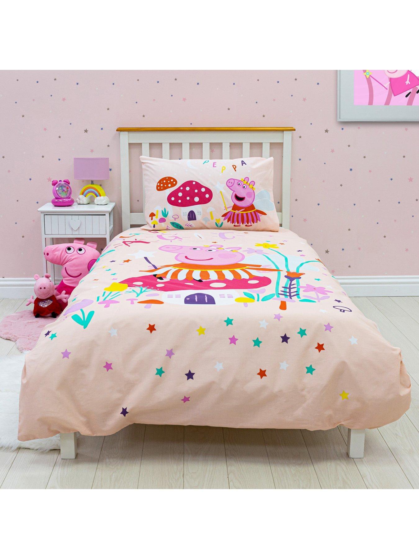 Toddler Pink & Multi-Coloured Unicorn & Stars Duvet Cover Set 120 by 150cm Riva 