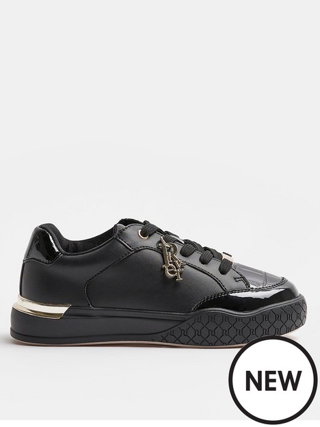 river-island-girls-patent-lace-up-school-trainers-black